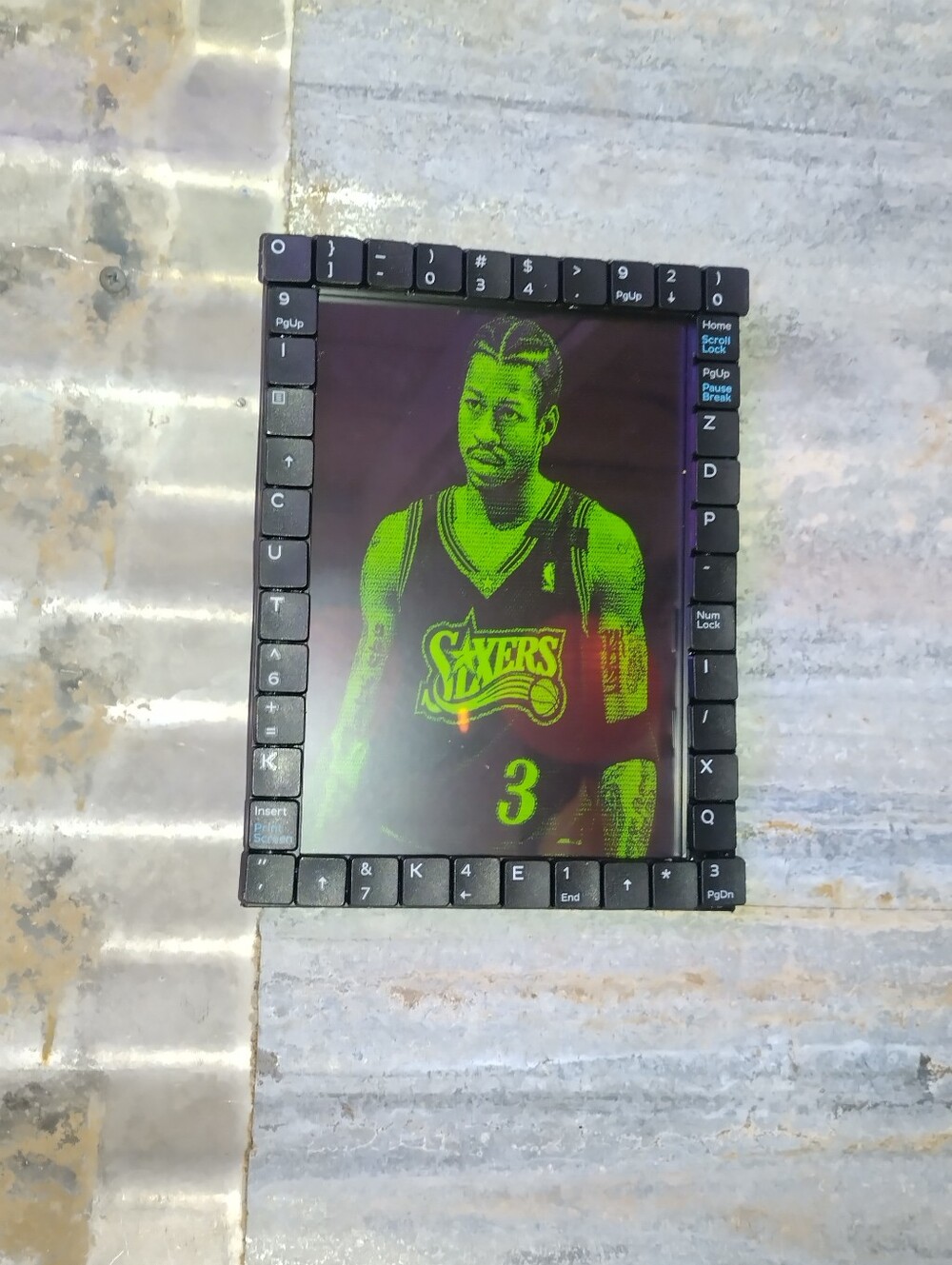 Allen Iverson Retro Computer Style Framed Art Print In Keyboard Frame